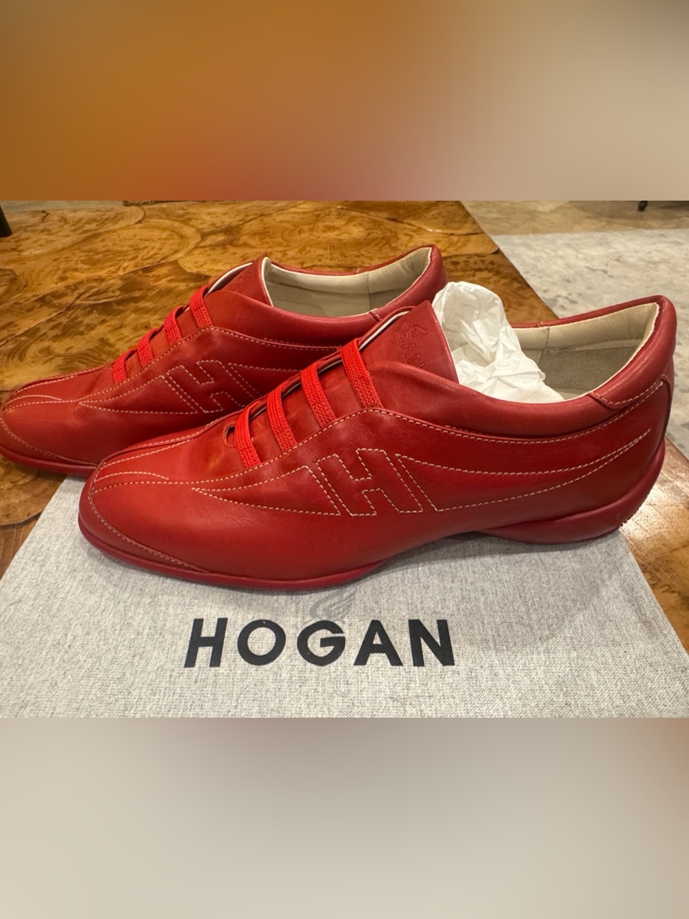 Hogan Fondo H Donna Cardinal Crimson Red Sneakers Made in Italy